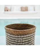 Cesta de almacenamiento Pandan natural/blanca - D.34xH.40 cm