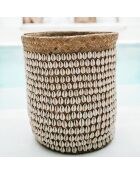 Cesta de almacenamiento Pandan natural/blanca - D.34xH.40 cm