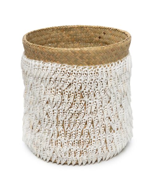 Panier de rangement Pandan naturel/blanc - D.34xH.40 cm