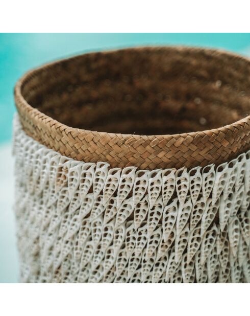 Panier de rangement Pandan naturel/blanc - D.34xH.40 cm