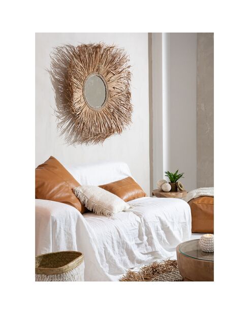 Panier de rangement Pandan naturel/blanc - D.34xH.40 cm