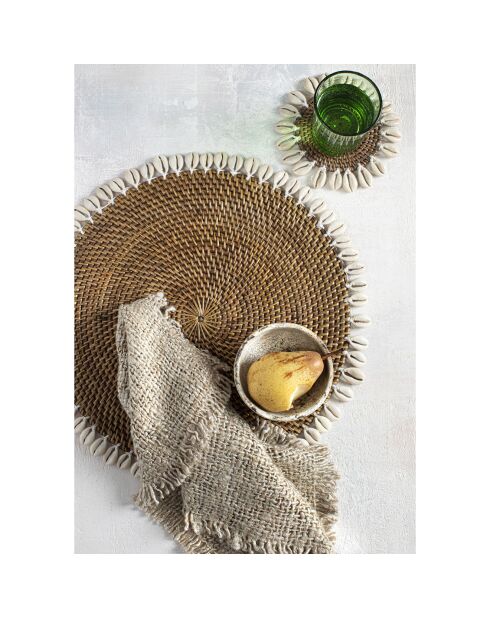 Set de table Colonial coquillage naturel/marron - D.40 cm