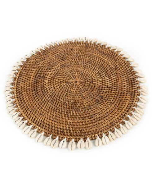 Set de table Colonial coquillage naturel/marron - D.40 cm