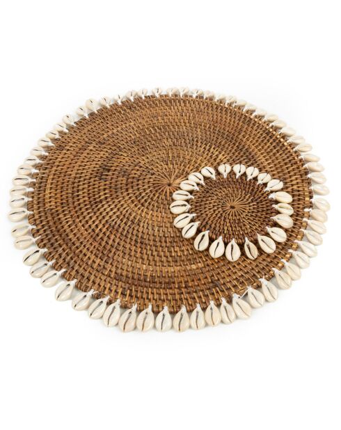 Set de table Colonial coquillage naturel/marron - D.40 cm