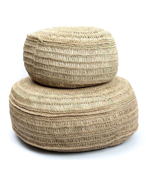 Pouf en jonc de mer naturel - D.60xH.35 cm