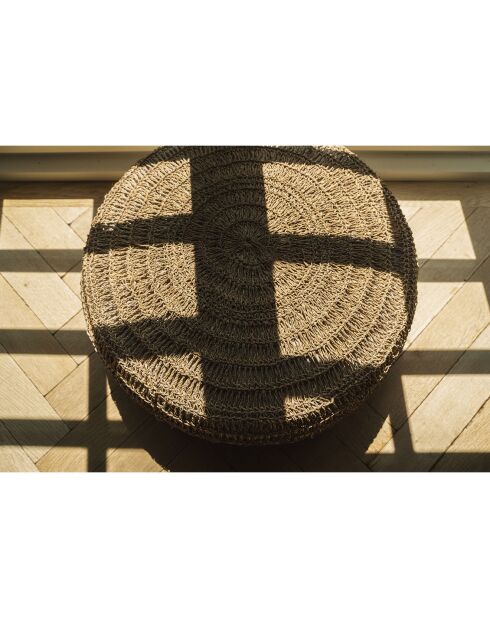Pouf en jonc de mer naturel - D.60xH.35 cm