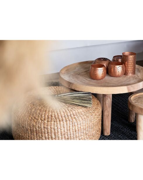 Pouf en Jacynthe d'eau naturel - D.60xH.30 cm