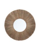 Miroir Raphia Cowrie naturel - D.45 cm