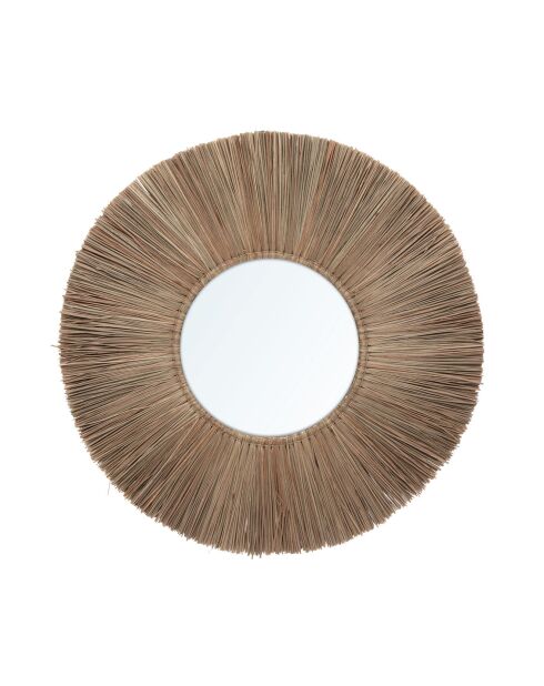 Miroir Raphia Cowrie naturel - D.45 cm