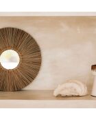 Miroir Raphia Cowrie naturel - D.45 cm