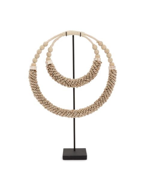 Collier double coquillage sur pied naturel - 35x10x55 cm