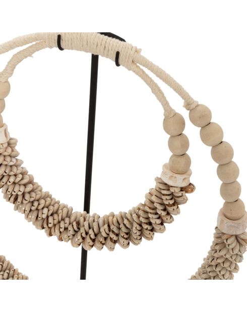 Collier double coquillage sur pied naturel - 35x10x55 cm