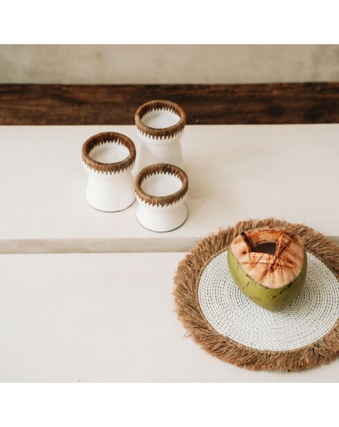 Set de table jonc de mer blanc/beige - D.45 cm