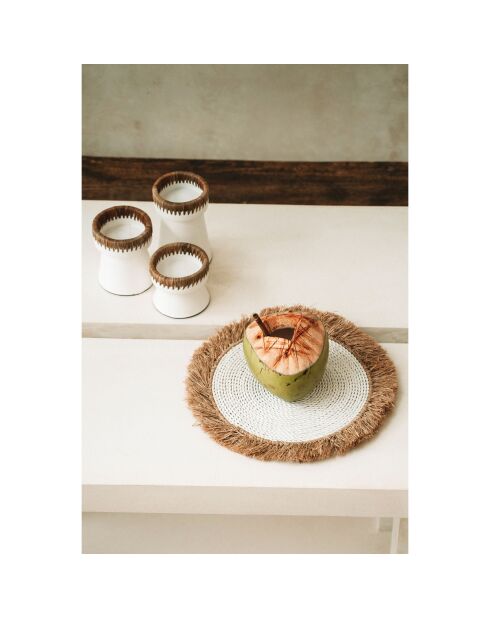 Set de table jonc de mer blanc/beige - D.45 cm