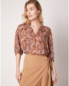 Blouse Kasta Vl imprimée marron/rouge