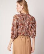 Blouse Kasta Vl imprimée marron/rouge