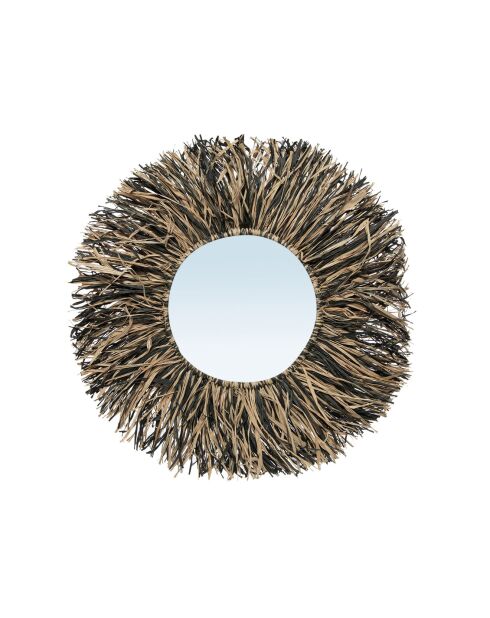 Miroir à franges Raphia naturel/noir - D.45 cm