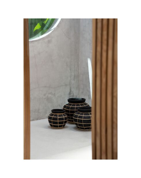 Vase Belly noir/naturel - D.33xH.27 cm