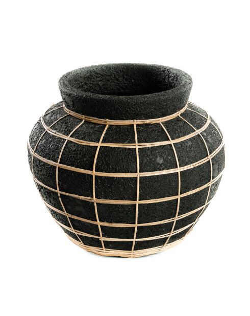Vase Belly noir/naturel - D.33xH.27 cm