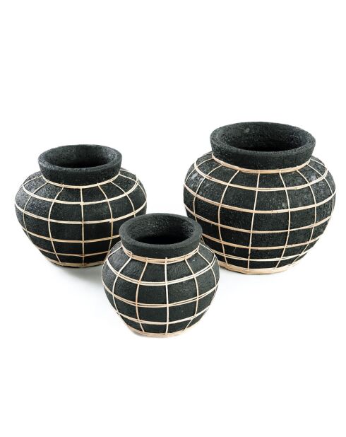 Vase Belly noir/naturel - D.33xH.27 cm