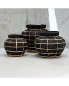 Vase Belly noir/naturel - D.29xH.23 cm