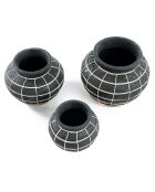 Vase Belly noir/naturel - D.29xH.23 cm