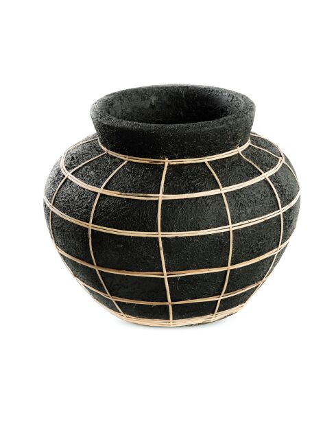 Vase Belly noir/naturel - D.29xH.23 cm