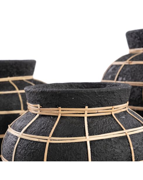 Vase Belly noir/naturel - D.25xH.19 cm