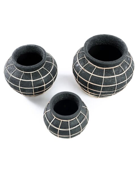 Vase Belly noir/naturel - D.25xH.19 cm