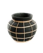 Vase Belly noir/naturel - D.25xH.19 cm