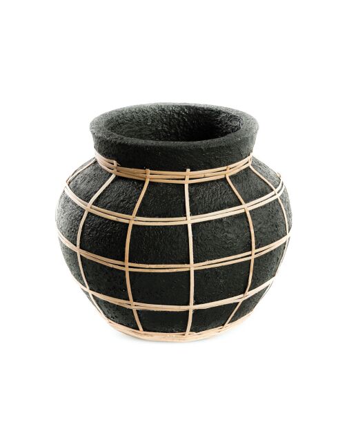 Vase Belly noir/naturel - D.25xH.19 cm