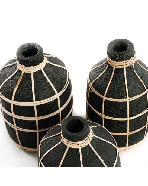Vase Whoopy noir/naturel - D.13xH.23 cm