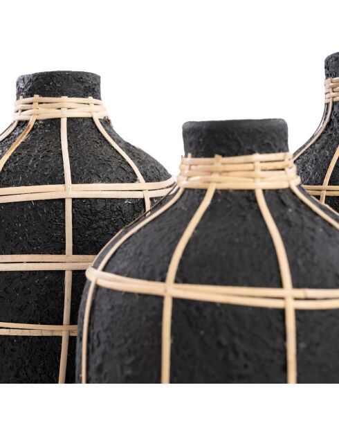 Vase Whoopy noir/naturel - D.13xH.19 cm