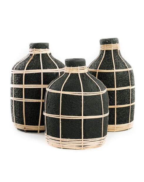 Vase Whoopy noir/naturel - D.13xH.19 cm