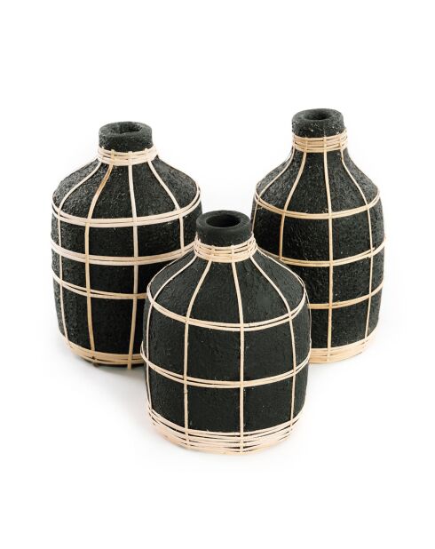Vase Whoopy noir/naturel - D.13xH.19 cm