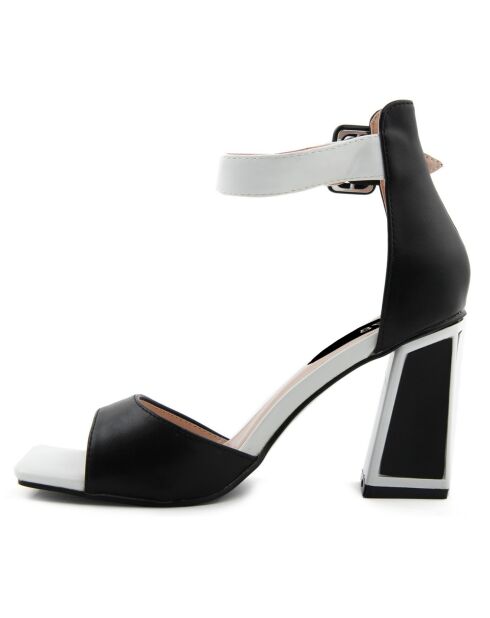 Eddo zwart/witte sandalen - hak van 9 cm