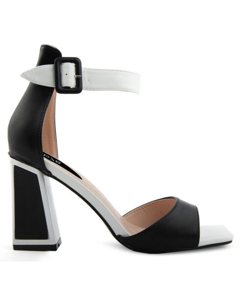 Eddo zwart/witte sandalen - hak van 9 cm