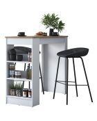 Table de bar ja103 noyer/blanc - 120x100x50 cm