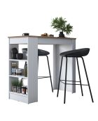 Table de bar ja103 noyer/blanc - 120x100x50 cm