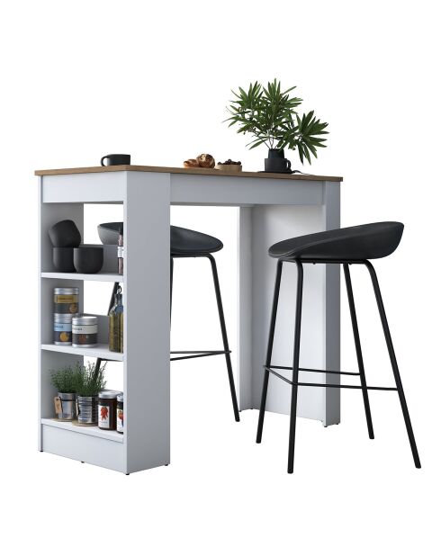 Table de bar ja103 noyer/blanc - 120x100x50 cm