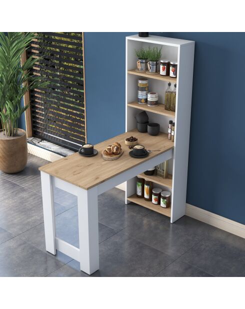 Table de bar ja102 noyer/blanc  - 120x153.6x53.8 cm