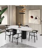Table à manger Li blanc/noir  - 200x77x100 cm