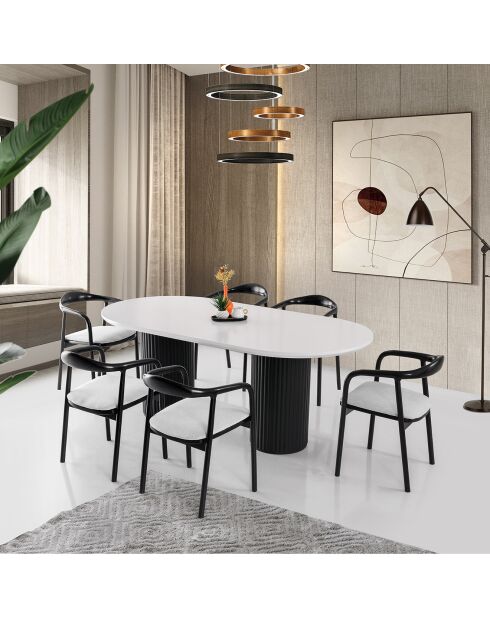 Table à manger Li blanc/noir  - 200x77x100 cm