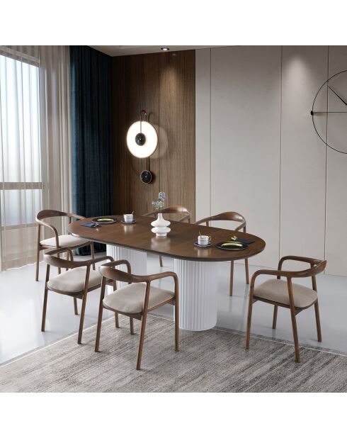 Table à manger Li noyer/blanc - 200x77x100 cm