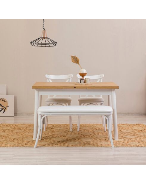 Table + 2 Chaises + Banc Olv blanc