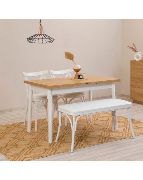 Table + 2 Chaises + Banc Olv blanc