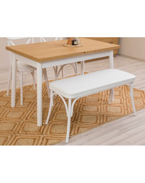 Table + 2 Chaises + Banc Olv blanc