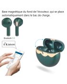 Écouteurs Bluetooth avec réduction de bruit verts