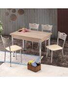 Table à manger Polo chêne/argenté - 110x75x70 cm