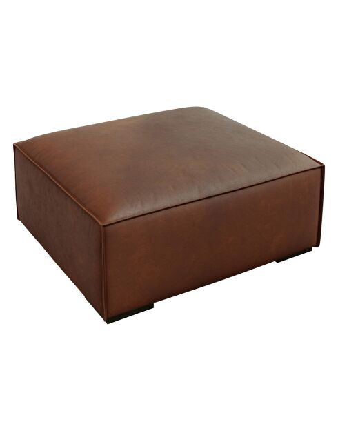 Pouf en Cuir Véritable Madame marron - 100x100x39 cm